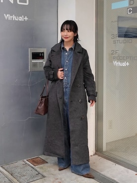 「アイテム（つなぎ/オールインワン）」を使った、オクユウカさん（レディース・159cm）の秋コーディネート