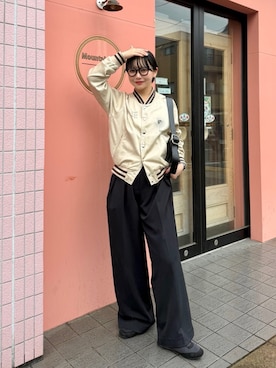 「アイテム（MA-1）」を使った、オクユウカさん（レディース・159cm）の春コーディネート