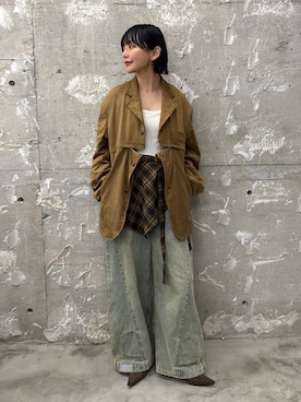 「アイテム（テーラードジャケット）」を使った、オクユウカさん（レディース・159cm）の秋コーディネート