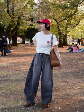 「andme（アンドミー）のアイテム」を使った、オクユウカさん（レディース・159cm）の春コーディネート