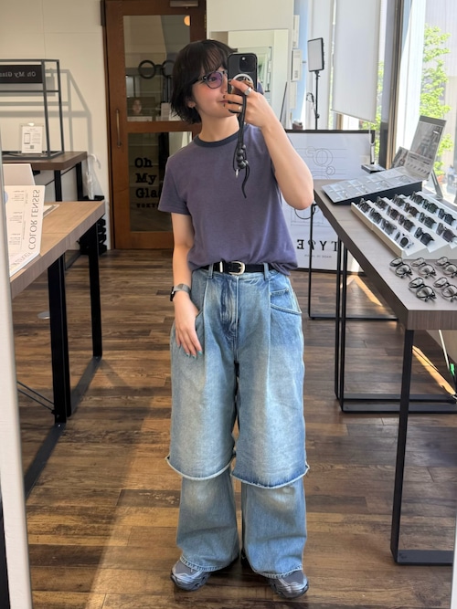 「MAISON SPECIAL（メゾンスペシャル）の【PRE-ORDER】Layered Denim Pants/レイヤードデニムパンツ（デニムパンツ）」を使った、オクユウカさん（レディース・159cm）の春コーディネート