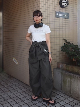 「アイテム（サロペット/オーバーオール）」を使った、オクユウカさん（レディース・159cm）の夏コーディネート