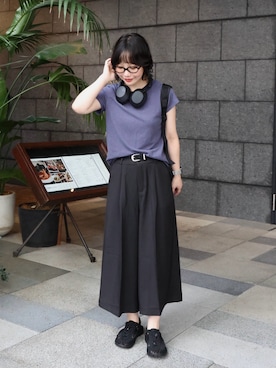 「KEEN（キーン）のUNEEK / ユニーク/ レディース スニーカーサンダル（サンダル、ブラック系）」を使った、オクユウカさん（レディース・159cm）の夏コーディネート