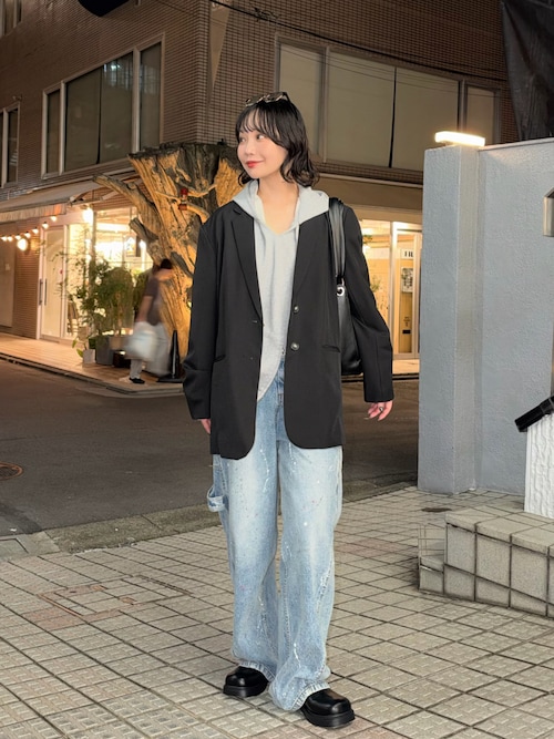 「Knuth Marf(クヌースマーフ)のstudded hoodie top(Tシャツ/カットソー)」を使った、オクユウカさん(レディース・159cm)の秋コーディネート
