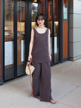 「アイテム（デジタル腕時計）」を使った、オクユウカさん（レディース・159cm）の夏コーディネート