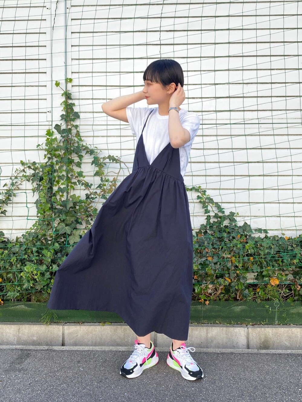 「URBANRESEARCHDOORS、URBANRESEARCH、アーバンリサーチ、アーバンリサーチドアーズ、unfil、プーマ、PUMA、スニーカー」｜「PUMAのPUMA　エクスクルーシブRS-Z リイベント（スニーカー、ホワイト系）」を使った、オクユウカさん（レディース・159cm）の春コーディネートの1枚目の写真