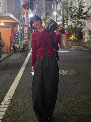 「soduk（スドーク）のribbon cardigan（カーディガン/ボレロ）」を使った、オクユウカさん（レディース・159cm）の春コーディネート