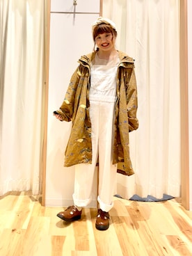 「アイテム（オールインワン・サロペット、ホワイト系）」を使った、えりさん（レディース・150cm）の春コーディネート