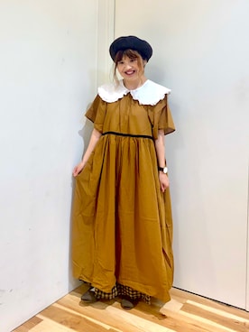 「襟付きトップス」｜「アイテム（ハンチング/ベレー帽）」を使った、えりさん（レディース・150cm）の夏コーディネート