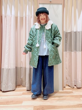 「Samansa Mos2（サマンサ モスモス）の襟刺繍シャーリング前後2WAYブラウス（シャツ/ブラウス）」を使った、えりさん（レディース・150cm）の秋コーディネート