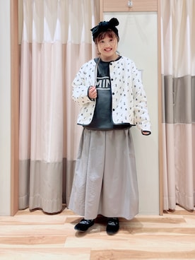「ヘアバンド」｜「アイテム（ノーカラージャケット）」を使った、えりさん（レディース・150cm）の冬コーディネート