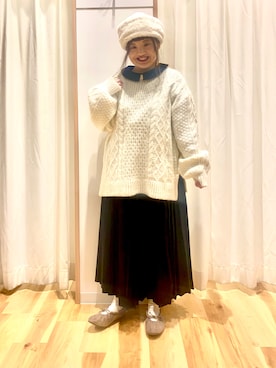 「ehka sopo（エヘカソポ）のアイテム（ニットキャップ/ビーニー）」を使った、えりさん（レディース・150cm）の冬コーディネート