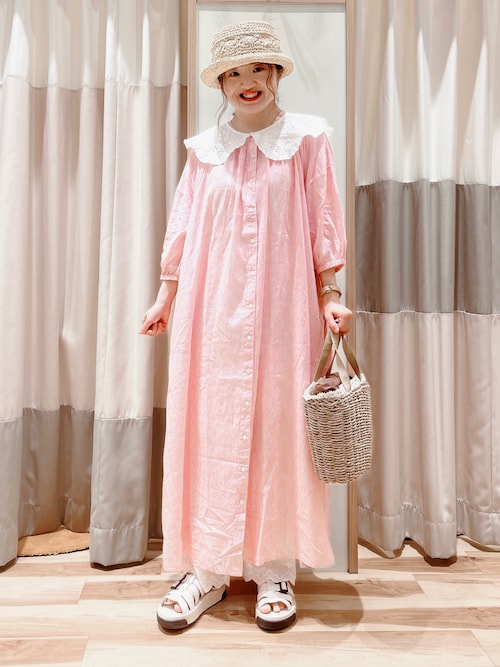 桃色満月☆２着分！レストローズスーツとピンキーワンピ PINK HOUSE×Momoclo ももクロベアプリントミディワンピース｜ピンク