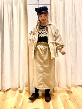「ヘアバンド」｜「アイテム（ブルゾン）」を使った、えりさん（レディース・150cm）の冬コーディネート