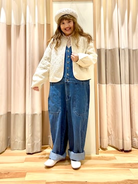 「キルトジャケット」｜「アイテム（サロペット/オーバーオール）」を使った、えりさん（レディース・150cm）の春コーディネート