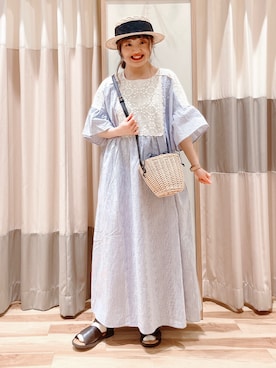 「Samansa Mos2（サマンサ モスモス）のモチーフレースワンピース（ワンピース）」を使った、えりさん（レディース・150cm）の春コーディネート