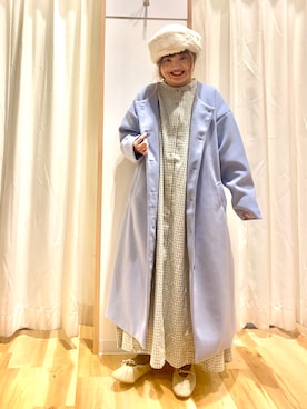「ehka sopo（エヘカソポ）のアイテム（ニットキャップ/ビーニー）」を使った、えりさん（レディース・150cm）の冬コーディネート