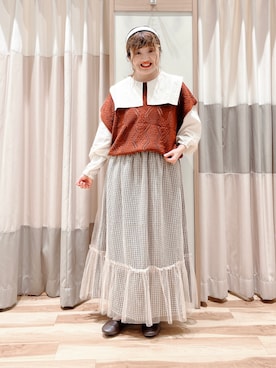 「アイテム（ベスト）」を使った、えりさん（レディース・150cm）の秋コーディネート