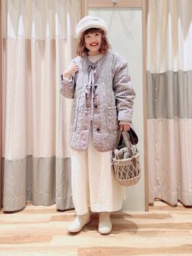 「スクエアトゥ」｜「アイテム（ノーカラージャケット）」を使った、えりさん（レディース・150cm）の秋コーディネート