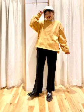 「Samansa Mos2 blue（サマンサモスモスブルー）のアイテム（スウェット、オレンジ系）」を使った、えりさん（レディース・150cm）の冬コーディネート