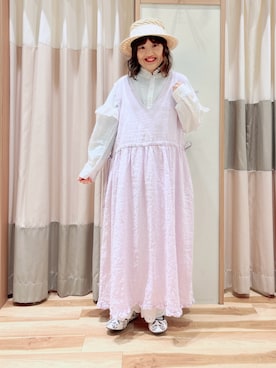 「アイテム（ドレスシューズ、ベージュ系）」を使った、えりさん（レディース・150cm）の春コーディネート