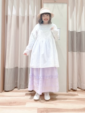 「ラベンダー」｜「アイテム（チュニック）」を使った、えりさん（レディース・150cm）の春コーディネート