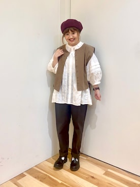 「Samansa Mos2 blue（サマンサモスモスブルー）のアイテム（ハンチング/ベレー帽）」を使った、えりさん（レディース・150cm）の夏コーディネート