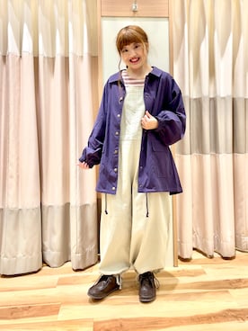「レースアップシューズ」｜「アイテム（オールインワン・サロペット）」を使った、えりさん（レディース・150cm）の秋コーディネート