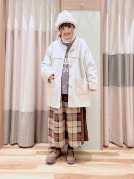 「レースアップシューズ」｜「アイテム（その他アウター）」を使った、えりさん（レディース・150cm）の冬コーディネート
