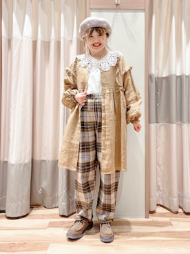 「レースアップシューズ」｜「アイテム（チュニック）」を使った、えりさん（レディース・150cm）の秋コーディネート