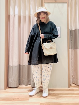 「パッチワークパンツ」｜えりさん（レディース・150cm）の春コーディネート