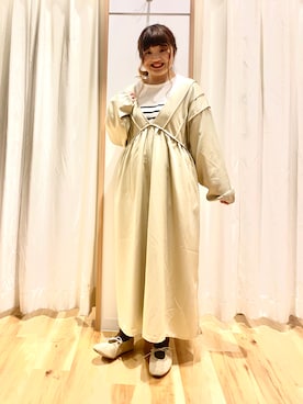 「Samansa Mos2 blue」｜「アイテム（バレエシューズ）」を使った、えりさん（レディース・150cm）の冬コーディネート