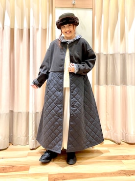 「ベスト」｜「アイテム（ノーカラーコート）」を使った、えりさん（レディース・150cm）の秋コーディネート