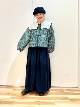 「レースアップシューズ」｜「アイテム（ノーカラージャケット）」を使った、えりさん（レディース・150cm）の秋コーディネート