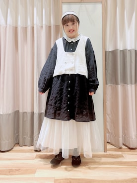 「アイテム（ベスト）」を使った、えりさん（レディース・150cm）の冬コーディネート