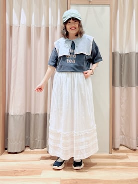 「ゆべしコラボ」｜「アイテム（帽子）」を使った、えりさん（レディース・150cm）の春コーディネート