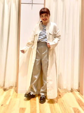 「Samansa Mos2 blue（サマンサモスモスブルー）のアイテム（シャツワンピース）」を使った、えりさん（レディース・150cm）の春コーディネート