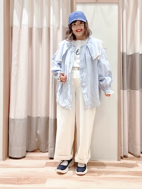 「ゆべしコラボ」｜「アイテム（帽子）」を使った、えりさん（レディース・150cm）の春コーディネート
