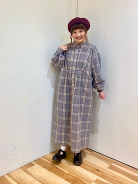「Samansa Mos2 blue（サマンサモスモスブルー）のアイテム（ハンチング/ベレー帽）」を使った、えりさん（レディース・150cm）の秋コーディネート