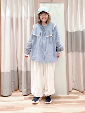 「ゆべしコラボ」｜「アイテム（帽子）」を使った、えりさん（レディース・150cm）の春コーディネート