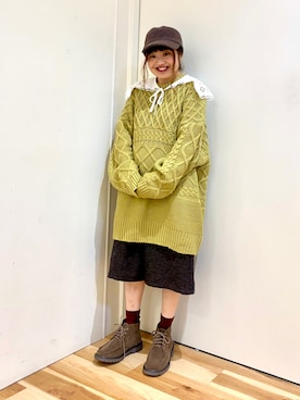 「ゆるゆる」｜「アイテム（キャップ）」を使った、えりさん（レディース・150cm）の秋コーディネート