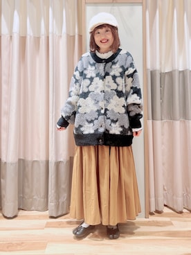 「メロートップス」｜「アイテム（帽子）」を使った、えりさん（レディース・150cm）の秋コーディネート
