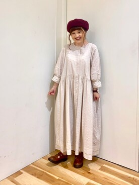 「Samansa Mos2 blue（サマンサモスモスブルー）のアイテム（ハンチング/ベレー帽）」を使った、えりさん（レディース・150cm）の秋コーディネート