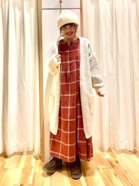 「ゆるゆる」｜「アイテム（ワンピース/ドレス）」を使った、えりさん（レディース・150cm）の冬コーディネート