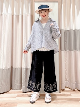 「ガーリーコーデ」｜「アイテム（サンダル）」を使った、えりさん（レディース・150cm）の春コーディネート