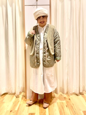 「ehka sopo（エヘカソポ）のアイテム（シャツワンピース）」を使った、えりさん（レディース・150cm）の冬コーディネート