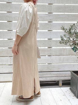「バルーン袖」｜「アイテム（ワンピース/ドレス）」を使った、saoさん（レディース・156cm）の秋コーディネート