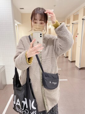 「GRL」｜「アイテム（ノーカラーコート）」を使った、ｈａｒｕさん（レディース・167cm）の冬コーディネート