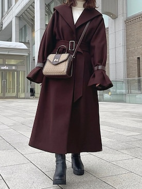 「moussy」｜「アイテム（チェスターコート）」を使った、Aiさん（レディース・150cm）の冬コーディネート
