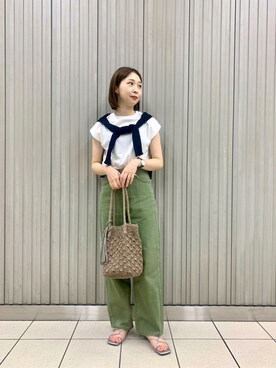 「RODE SKO（ロデスコ）のMARIA タッセルペーパーショルダー（ショルダーバッグ）」を使った、rioさん（レディース・160cm）の夏コーディネート